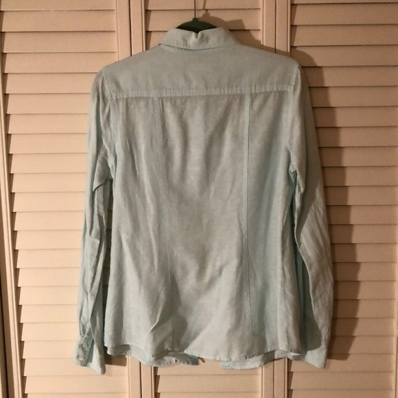 Mint colored linen blend button down - Picture 2 of 4